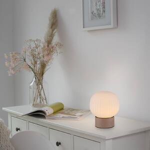 JUST LIGHT. GmbH LED stolní lampa Nami, bílá/písková, sklo, železo, výška 17 cm, stmívatelný, Hnědá / rez, Obývací pokoj / jídelna, kov, Koule