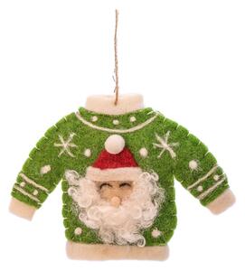 Textilní ručně vyrobená vánoční ozdoba 12 cm Santa Jumper – Sass & Belle