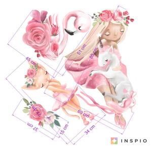INSPIO-textilní přelepitelná samolepka - Samolepky na zeď dětské - Baletky a jednorožec