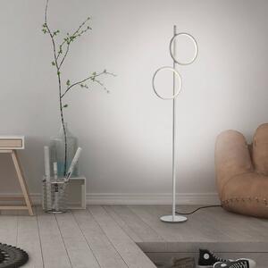 JUST LIGHT. GmbH LED stojací lampa Mini-Ritus, stříbrná, železo, 2 kroužky, Hliník / šedá / zinek, Obývací pokoj / jídelna, kov, Moderní