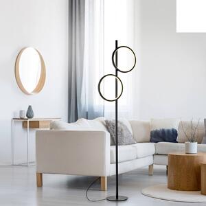 JUST LIGHT. GmbH LED stojací lampa Mini-Ritus, černá, železo, 2 kroužky, Černá, Obývací pokoj / jídelna, kov, Moderní
