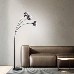 JUST LIGHT. GmbH Stojací lampa Zea, 3 žárovky, kouřově šedá/černá, sklo, E14, Černá, Obývací pokoj / jídelna, kov, Moderní