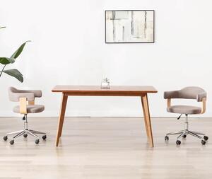 Otočná jídelní židle taupe ohýbané dřevo a textil 287420