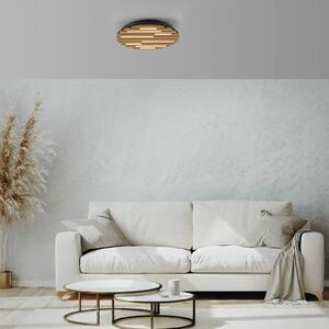 JUST LIGHT. GmbH LED stropní svítidlo Akustik, Ø 38 cm, přírodní dřevo, kov, Světlé dřevo, Obývací pokoj / jídelna, kov, Moderní