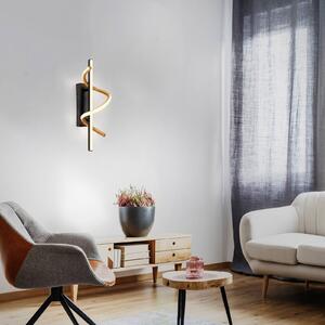 JUST LIGHT. GmbH LED nástěnné světlo Emanda, černá/zlatá, železo, hliník, stmívatelný, Černá, Obývací pokoj / jídelna, kov