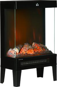 HOMCOM – Elektrický krb, ocel, tvrzené sklo – 40,5L x 20B x 62H cm – černý