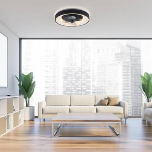 JUST LIGHT. GmbH LED stropní ventilátor Venika, černý s dálkovým ovládáním, Ø 48,6 cm, stmívatelný, Černá, Obývací pokoj / jídelna, kov, Moderní