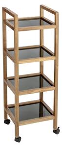 Černý/v přírodní barvě koupelnový regál z masivu akácie 35x101,5 cm Fondi – Wenko