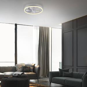 JUST LIGHT. GmbH LED stropní ventilátor Rita, bílý, dálkové ovládání, Ø 50 cm, stmívatelný, Bílá / opál, Obývací pokoj / jídelna, kov, Moderní