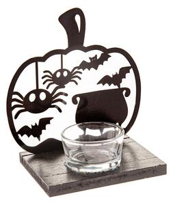 Dřevěný svícen s haloweenským motivem Happy Halloween – Dakls