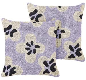 Sada 2 dekorativních polštářů SOAPWORT Bavlna 45 x 45 cm Purpurová