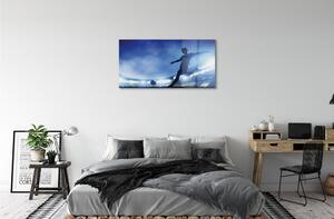 Obraz na skle Modré světlo muž 125x50 cm