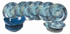 VILLA D’ESTE HOME Servis talířů Blue Illusion 18 kusů, modrá