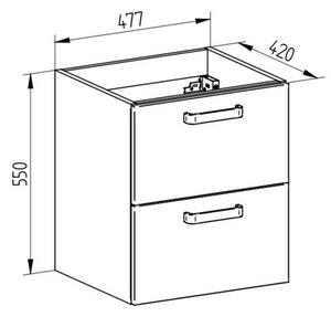 MEREO - Leny, koupelnová skříňka s keramickým umyvadlem, bílá, 50 cm (CN810)