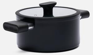 Fabini Hrnec Meda 5.0 Economy, ø 20 cm (2,6 l) - Nepřilnavý hrnec s keramickým povrchem s poklicí, černý
