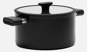 Fabini Kastrol Meda 5.0 Economy, ø 24 cm (5,4 l) - Nepřilnavý hrnec s keramickým povrchem s poklicí, černý