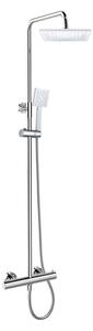 MEREO - Termostatická nástěnná sprchová baterie s hadicí, ruční a talířovou hranatou sprchou 220x220mm (CB60104TSB)