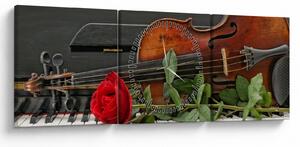 Obraz - Vzpomínka na hudebníka (s hodinami) (90x30 cm)