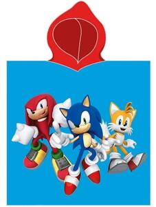Dětské koupací pončo - osuška s kapucí Ježek Sonic a jeho přátelé - 100% bavlna - 55 x 110 cm - pro děti od 3 do 6 let