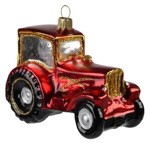 Vánoční dekorace traktor červený