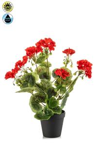 Umělá květina Geránium červená venkovní v květináči, 38cm