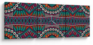 Obraz ornamentální abstrakce (s hodinami) (90x30 cm)