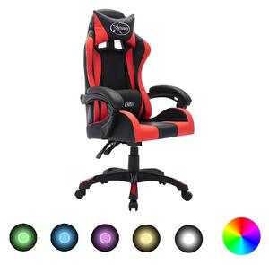 Herní židle s RGB LED podsvícením červeno-černá umělá kůže 287997