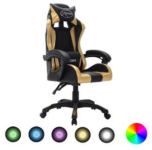 Herní židle s RGB LED podsvícením zlato-černá umělá kůže 287998