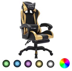 Herní židle s RGB LED podsvícením zlato-černá umělá kůže 288008