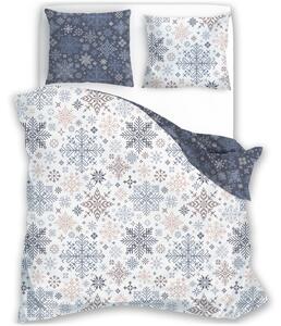 Vánoční bavlněné ložní povlečení - motiv Sněhové vločky - 100% bavlna - 70 x 90 cm + 140 x 200 cm