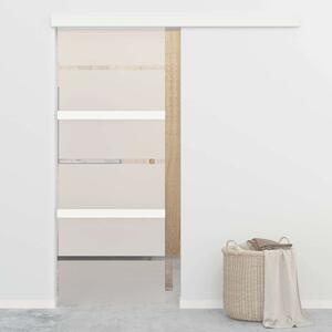 Posuvné dveře ESG sklo a hliník 76 x 212 cm stříbrné 288058