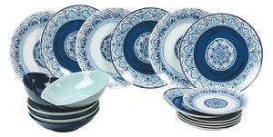VILLA D’ESTE HOME Servis talířů Maiori 18 kusů, modrá/bílá