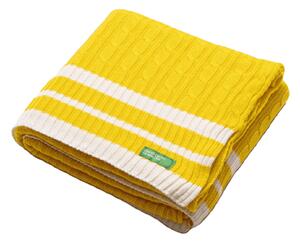 Pletená žlutá deka United Colors of Benetton 100% bavlna / 140 x 190 cm