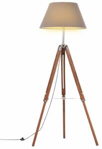 Stojací lampa stativ medově hnědá a šedá masivní teak 141 cm 288078
