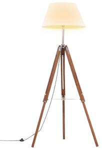 Stojací lampa stativ medově hnědá a bílá masivní teak 141 cm 288077