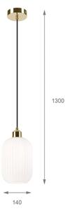Lustr na lanku HARMA 1xE27/15W/230V pr. 14 cm bílá/zlatá