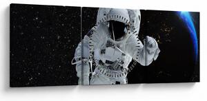 Obraz - Astronaut ve vesmíru (s hodinami) (90x30 cm)