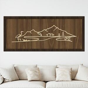 Dřevo života | Dřevěný obraz JEZERO | Rozměry (cm): 60x26 | Zvolte barvu dekoru: Ořech-Wenge