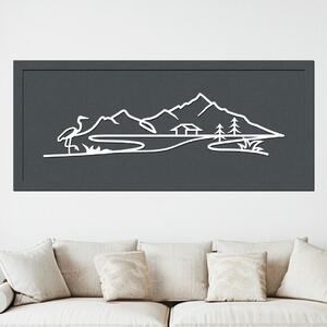 Dřevěný obraz JEZERO | Rozměry (cm): 60x26 | Zvolte barvu dekoru: Antracitová