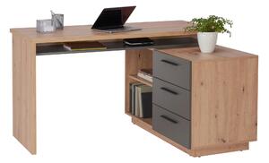 PSACÍ STŮL S ÚLOŽNÝM PROSTOREM, antracitová, dub artisan, 138/105/75 cm Xora - Rohové psací stoly