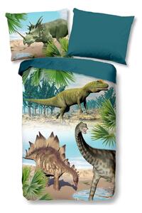 Zelené/modré bavlněné dětské povlečení na jednolůžko 140x200 cm Dino – Good Morning