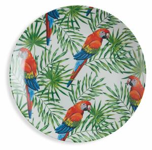VILLA D’ESTE HOME TIVOLI Sada ovocných talířů Exotic Jungle 6 kusů, dekor papoušci v pralese