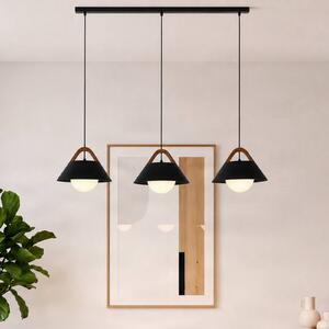 Luminex Závěsné světlo Funda, černé, délka 110 cm, 3ramenné, kov/sklo, stmívatelný, Černá, Obývací pokoj / jídelna, kov, Skandinávský