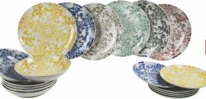 VILLA D’ESTE HOME TIVOLI Servis talířů Bristol 18 kusů, pastelové barvy, dekor anglické zdobení