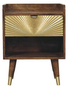 Noční stolek Sunburst s mosaznými prvky, 45 × 35 × 58 cm
