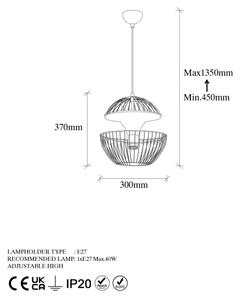 Lustr na lanku TELMANDER 1xE27/40W/230V zelená