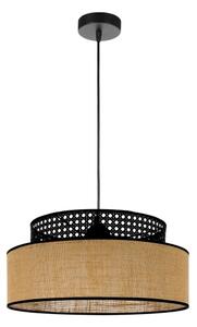 Lustr na lanku BOHO 1xE27/60W/230V pr. 40 cm černá/ratan