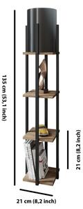 Stojací lampa s poličkami NORA 1xE27/40W/230V černá/hnědá