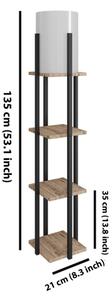Stojací lampa s poličkami NORA 1xE27/40W/230V černá/hnědá