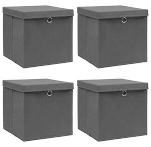 Úložné boxy s víky 4 ks černé 32 x 32 x 32 cm textil 288333